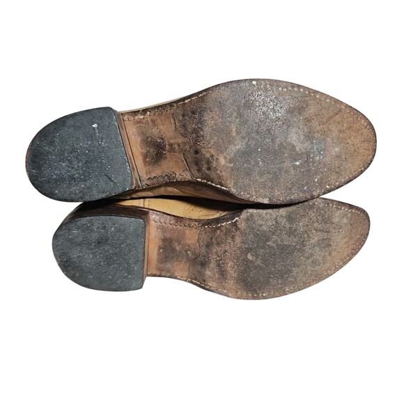 Mens Vintage Dingo Tan Leather Cowboy Boots Wood Heel Sz 9.5 D Western Rugged main image 10